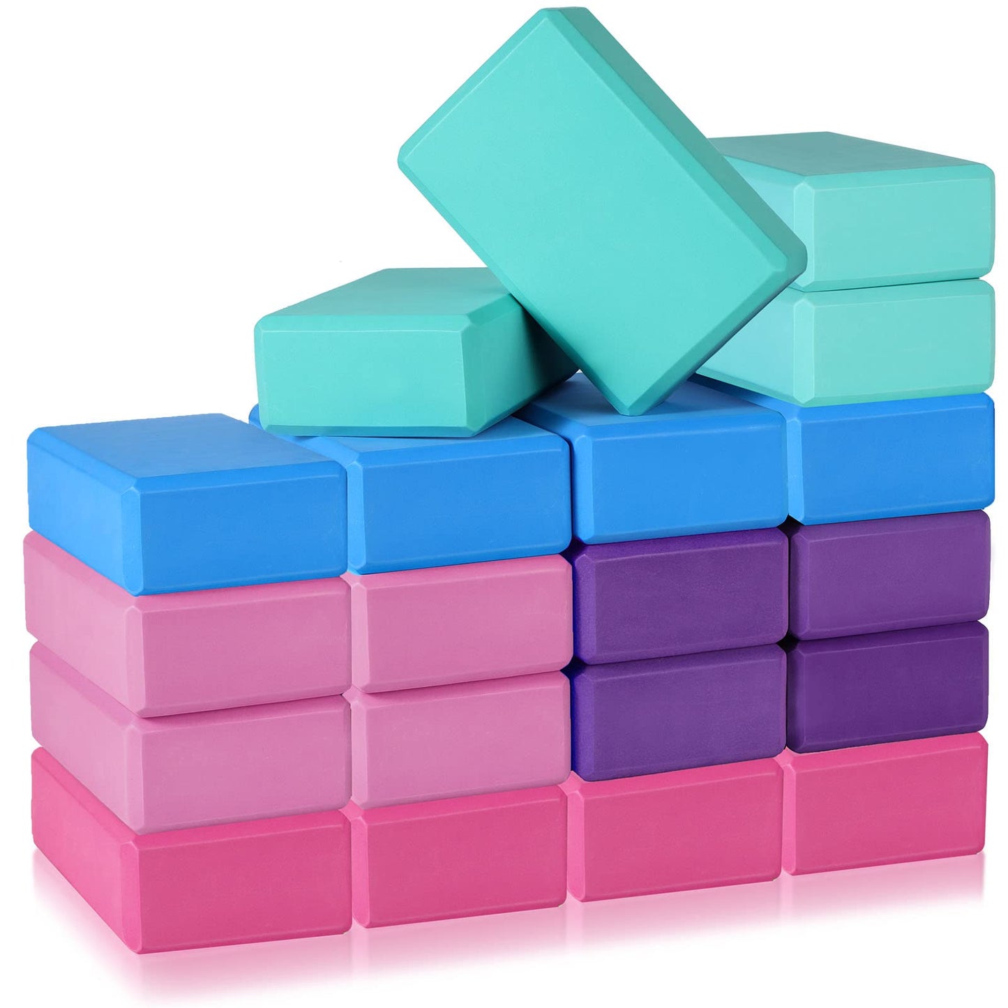 20 Pcs Yoga Blocks 9''x6''x3'' High Density EVA Foam Bricks Yoga Foam Exercise Blocks Improve Strength Balance and Flexibility, Light Weight and Non-Slip Surface for Pilates Meditation (Multicolor)