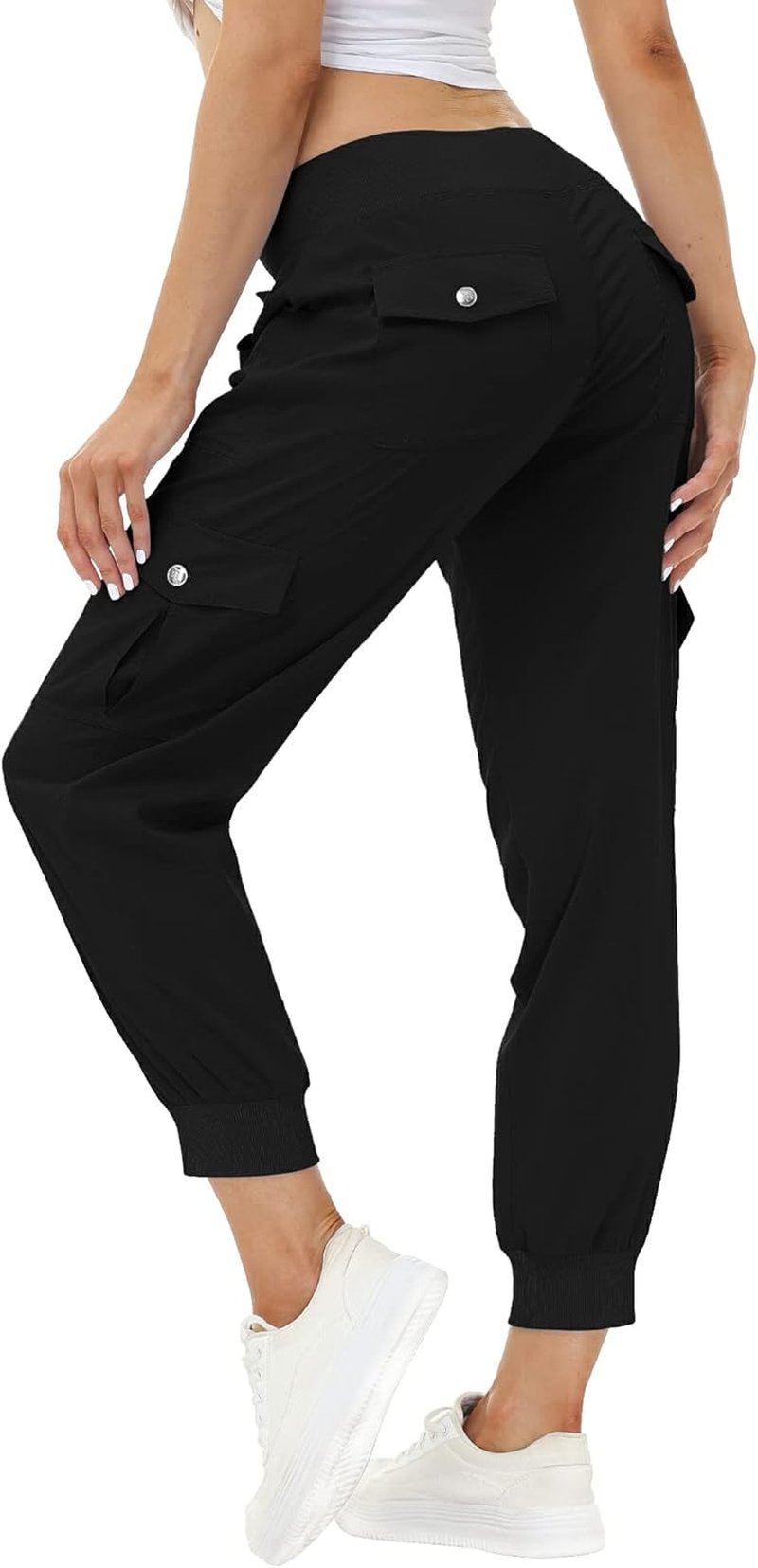 Women's Lightweight Hiking Cargo Pants - Quick Dry Casual Travel Joggers with Elastic Waist & Pockets