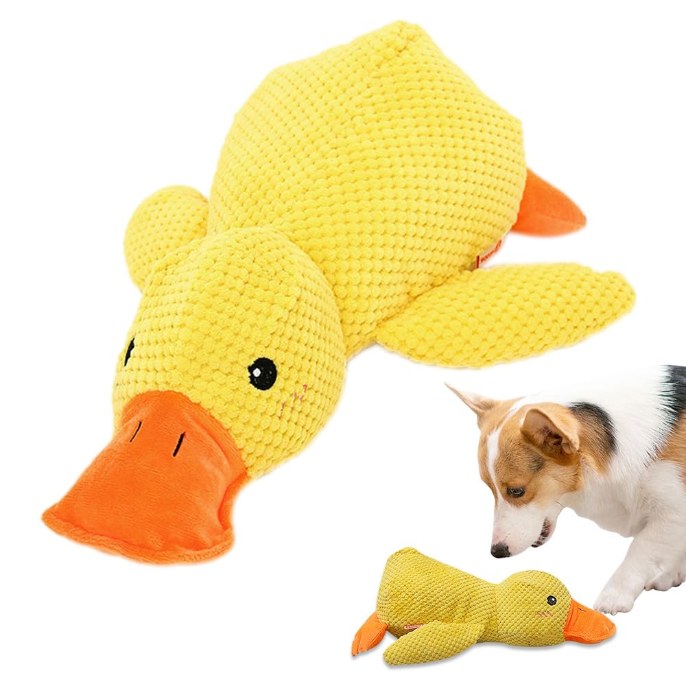 Mellow Calming Duck Dog Toy, 2026 New Calming Duck Toy for Dogs, Interactive Toy with Quack Sound, Soft Plush Stuffed Calming Duck Pillow, Durable Stuffed Dog Puppy Toys for Puppy Keep Busy (A)