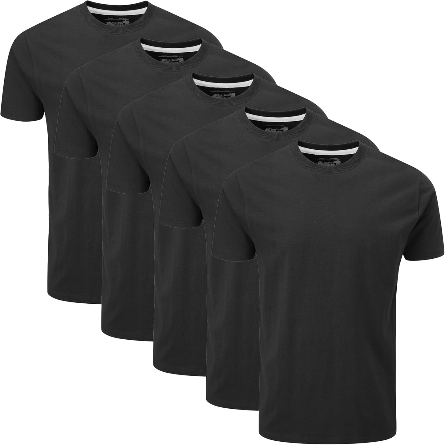 Men's 5 Pack Crew Neck T-Shirts - Soft Cotton, Comfortable Fit | Classic Colors