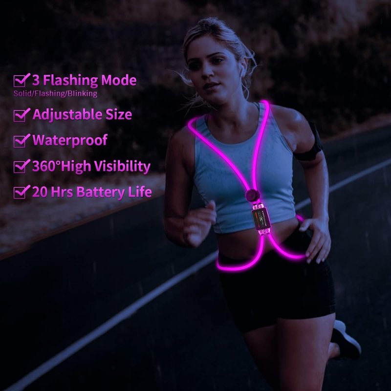esonstyle LED Reflective Vest, Safety USB Rechargeable Running Vest for Men or Women, Three Light Modes, Waterproof LED Light Vest for Running, Cycling or Walking