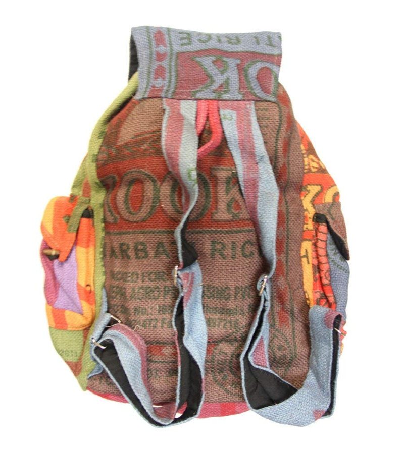 DharmaObjects Recycled Jute Rice Bag Backpack Hand Made Nepal