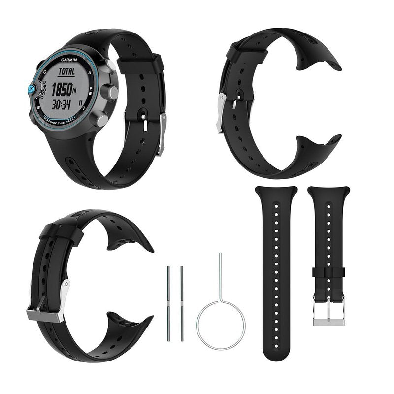 MOTONG Silicone Replacement Strap For Garmin Swim Watch (Silicone Black)