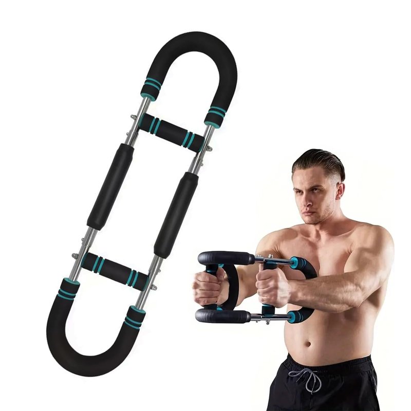 Adjustable Power Twister Bar For Arm Strength, Chest Stength Training Exercise Equipment, Heavy Duty Steel Construction, 66-88 110LBS, Portable Power, Detachable, Home Workout, Fitness. (Red Black)