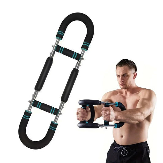 Adjustable Power Twister Bar For Arm Strength, Chest Stength Training Exercise Equipment, Heavy Duty Steel Construction, 66-88 110LBS, Portable Power, Detachable, Home Workout, Fitness. (Red Black)