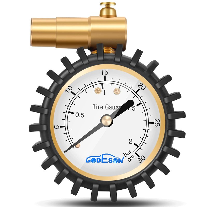 GODESON Presta Valve Pressure Gauge with Air Pressure Relief for Mountain Bicycle Fat Tires,Low Pressure Range to 30 PSI/2BAR…
