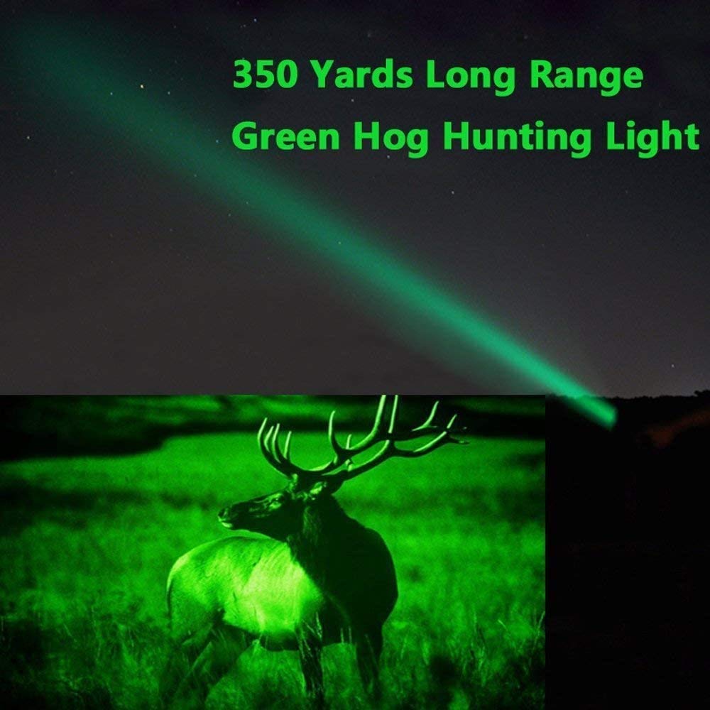 BESTSUN Green Hunting Flashlight 1000 Lumen 350 Yards Long Range Green LED Tactical Flashlight Brightest Waterproof Coyote Hog Predator Light Torch with Rechargeable Battery Charger