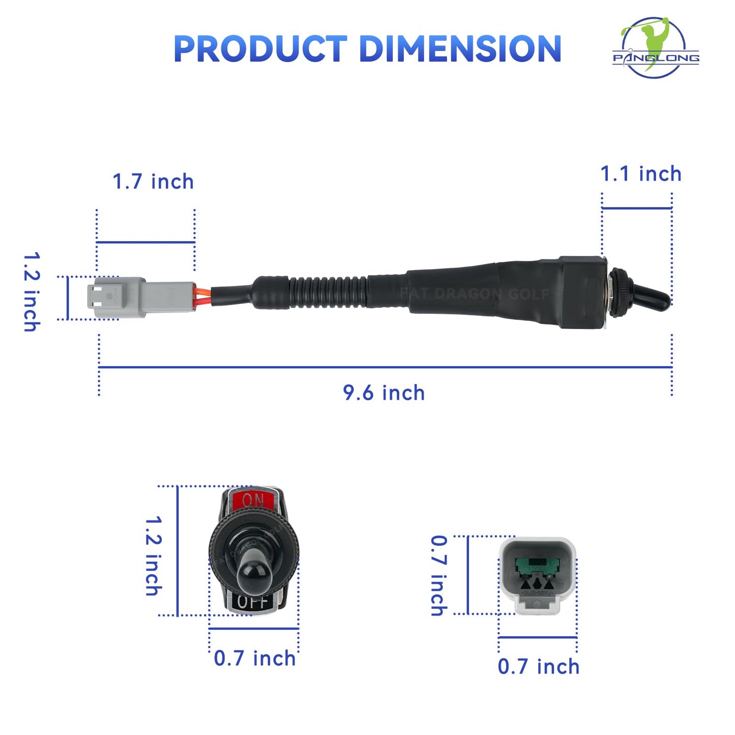 Panglong Golf Cart 48V Tow Run Switch, Include Switch and Harness, Suitable for 1995-UP 48V Club Car DS Electric Golf Cart, OEM Refer #101908101,1019081-01