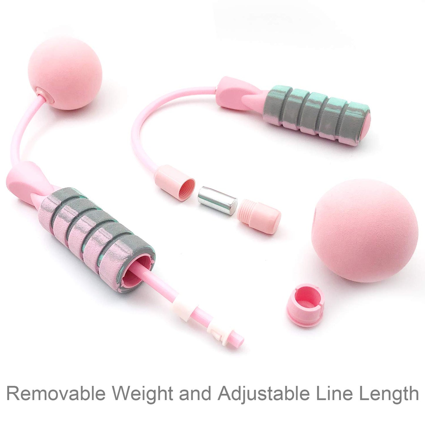 Benvo Weighted Jump Rope Without Rope Skipping Rope No Line Speed Rope Cordless For Fitness Workout Anywhere Ropeless Bod Rope for Exercise Training Beachbody Build- Lovely Pink