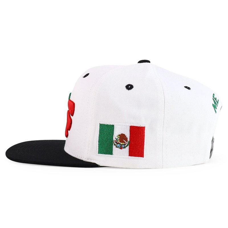 Trendy Apparel Shop Hecho En Mexico Eagle 3D Embroidered Flat Bill Snapback Cap - White Black Mexico