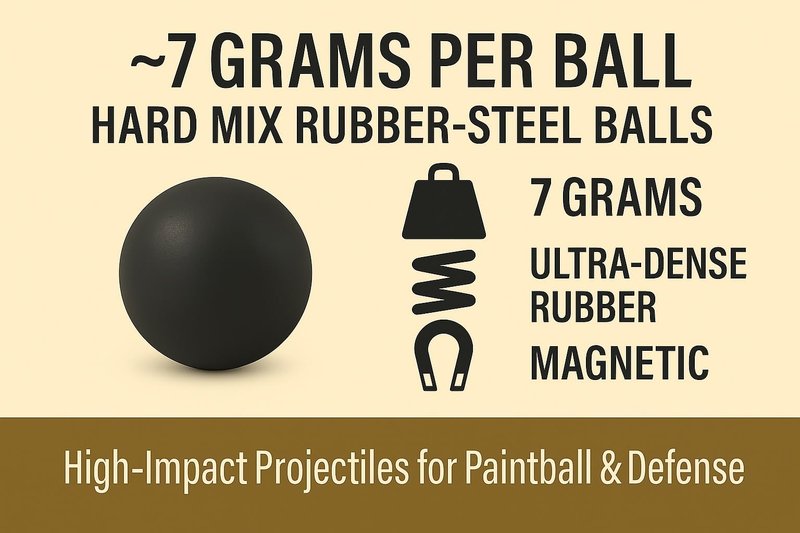 20 pcs S-Type RUBBER-STEEL BALLS in .68 Cal. Premium Quality Hard Rubber Steel Balls Paintballs Powerballs 7 gr. Heavy Ammo for Self Home Defense Training Pistols in 68 Caliber