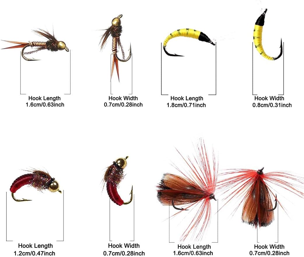 Fly Fishing Flies Kit - Assorted Dry/Wet Flies for Trout & Bass | 33/48/72/100/114/148pcs