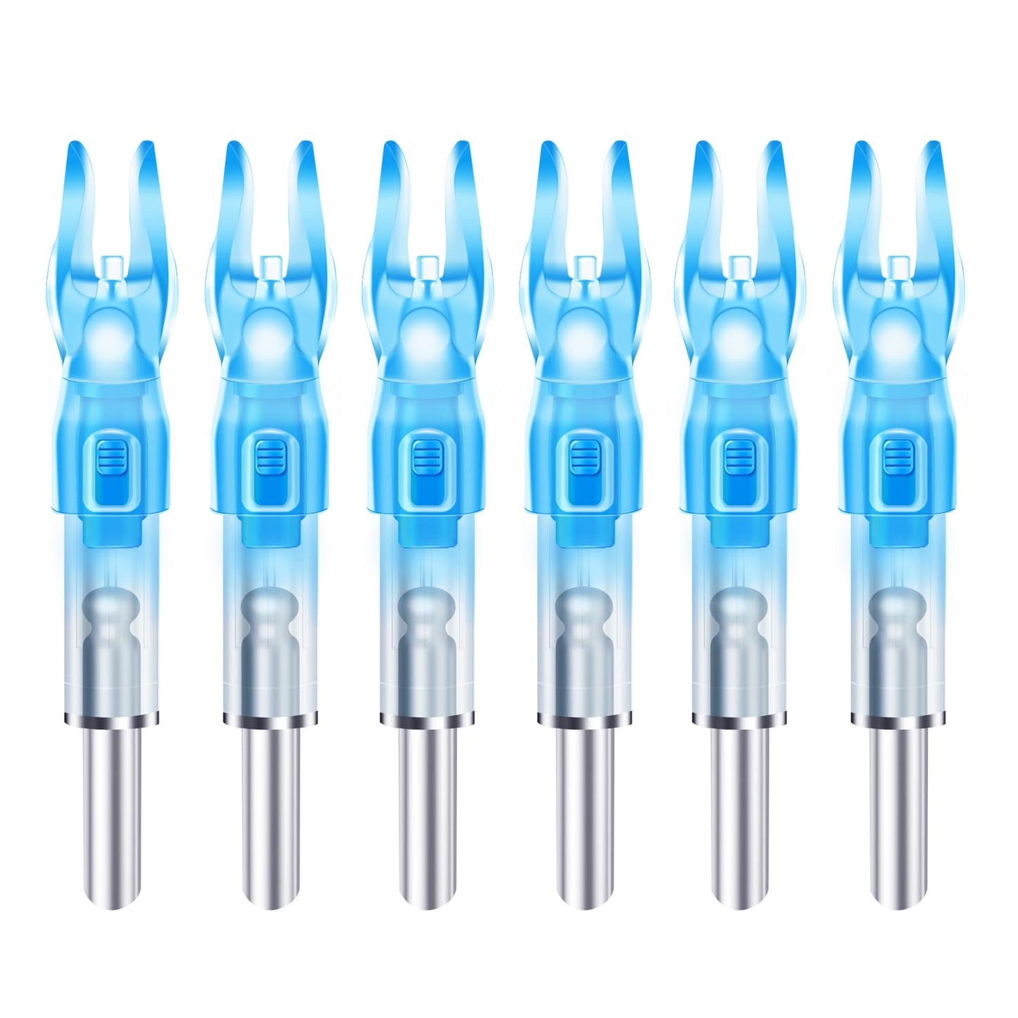 DZHONGD Lighted Nocks for Arrows with .166/G, .204/X, .233/H, .244/S and .246/GT, Bowstring Activation,Archery Lighted nocks (6 Pack)