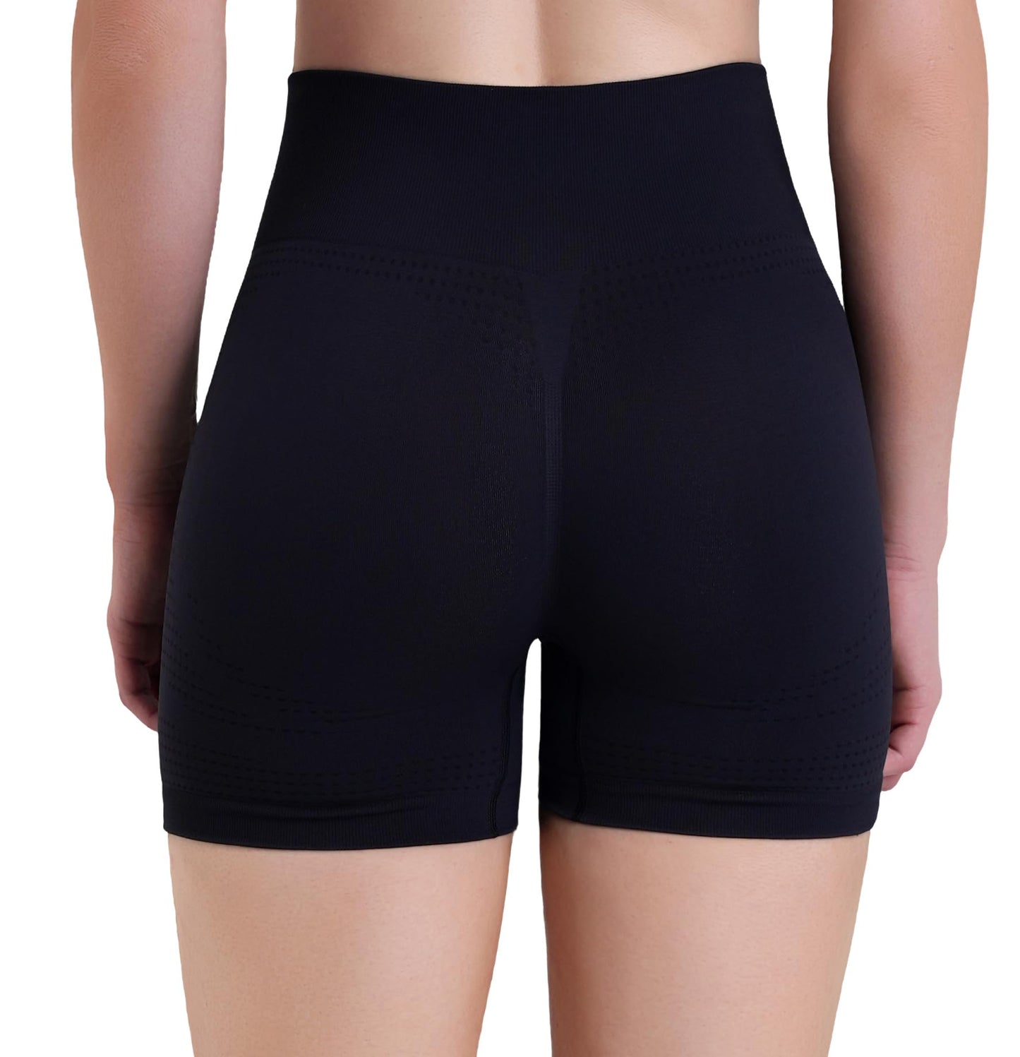 Sunzel Women's Hidden Scrunch Butt Lifting Biker Shorts with Tummy Control - High Waisted Mesh Breathable 4”Yoga Shorts for Workout, Gym, Running & Lounge,Black,Medium