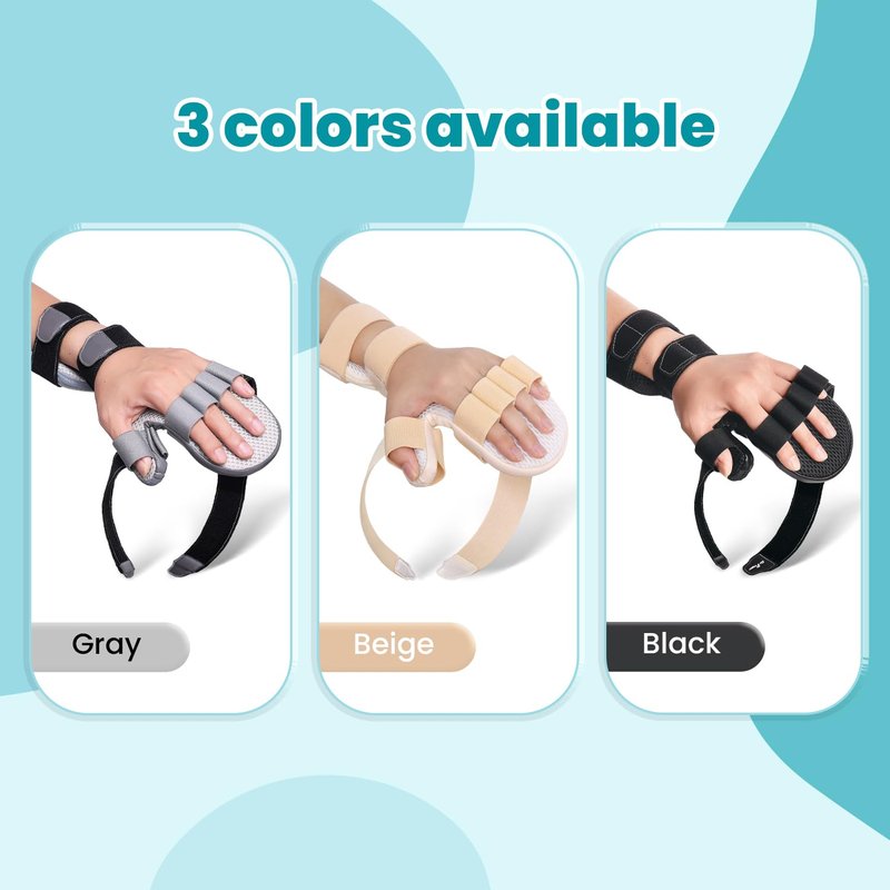 DrFinger Stroke Hand Brace Splint for Straightening Fingers with 5 Fingers Resting Support,Prevent Fingers Curling, Dupuytren's Contractures, Hand Spasms, Fit Right & Left, Men & Women - M