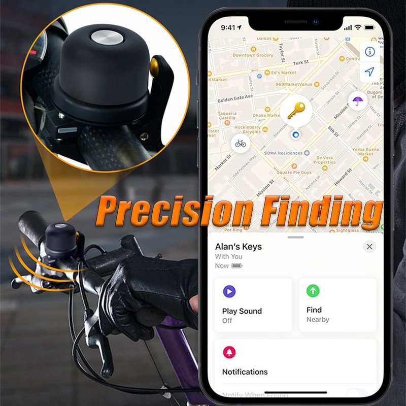 Bicycle Bell for AirTag 120dB, Bike Mount for AirTag GPS Tracker Waterproof Classic Brass Holder Hides Under Bike Bell Anti-Theft (BT-1 Brass)