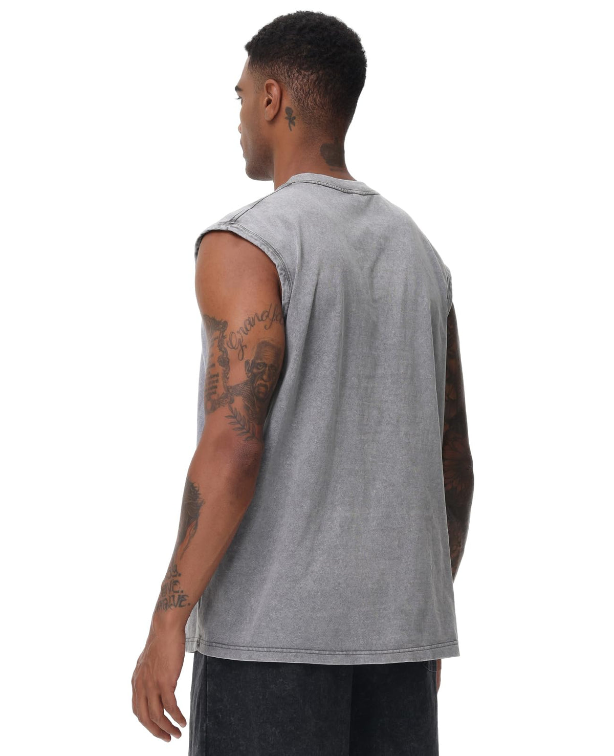 3 Pack Mens Workout Tank Tops Sleeveless Tee Shirts Men Muscle Shirt Gym Acid Wash T Shirts Running Beach Loose Fit Tee(PKGYBK,XL)