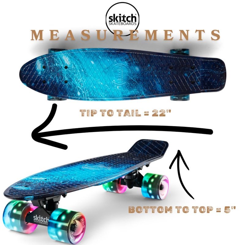 SKITCH Complete Skateboards for Kids Ages 6-12 Beginners Boys Year Old Children Youth Gift Set 22 Inch Penny Board Mini Cruiser ABEC 9 Bearings Skateboard Backpack Bag Skate Tool (Blue Galaxy LED+)