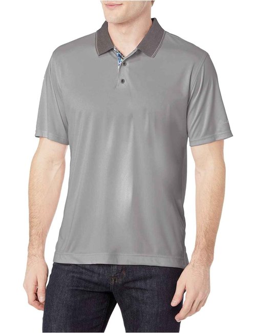 Robert Graham Men’s Ace Short-Sleeve Knit Shirt, Pull-On Polo for Men, Large, Medium Grey