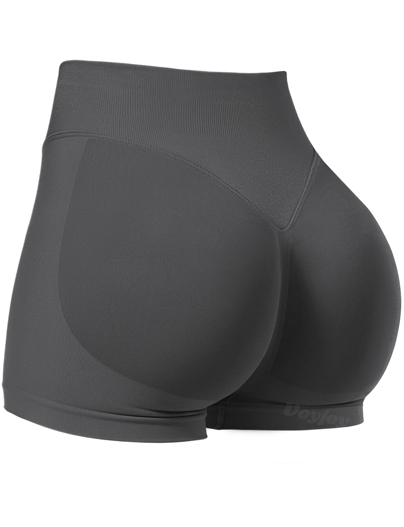 VOYJOY Women Workout Impact Shorts 2.5"/ 3.6"/ 4.5"/ 6" Scrunch Butt Lifting Gym Seamless Booty Biker Shorts Dark Grey