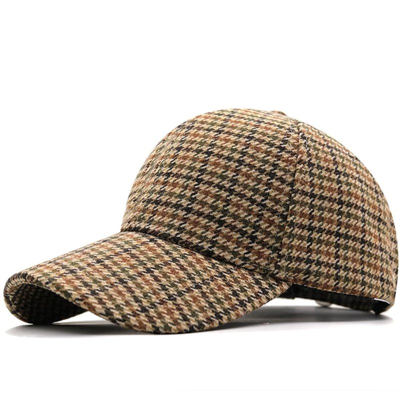 Xilery Women's Men's Stylish Tweed Plaid Checked Wool Blend Baseball Cap Trucker Hat Casual Dad Hat