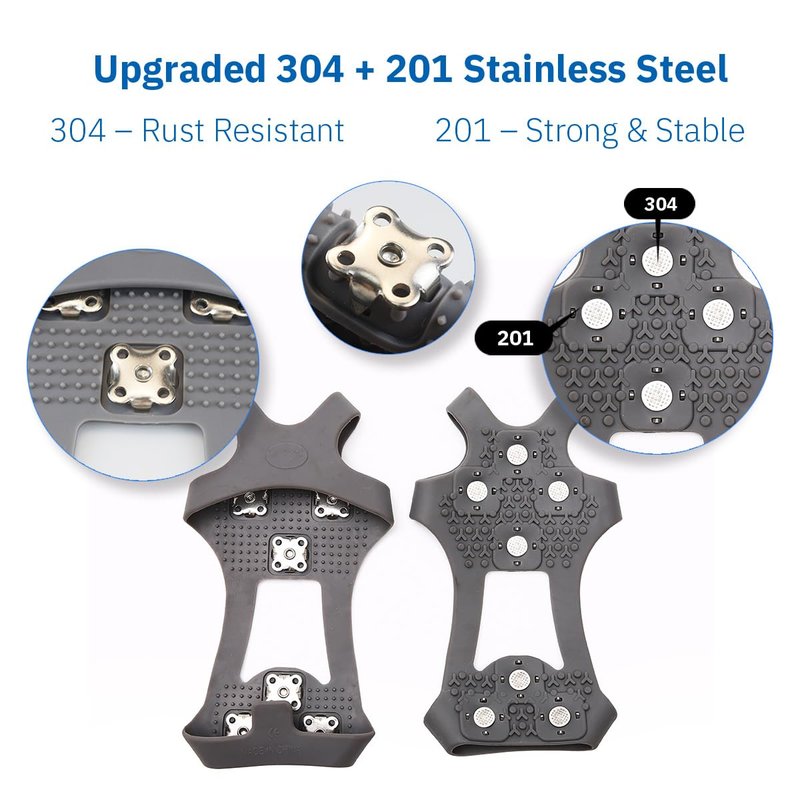 Ice Cleats for Shoes and Boots, Upgraded 28 Spikes Traction Cleats - Stainless Steel Shoe Spikes for Snow and Ice, Anti Slip Silicone Ice Grippers for Men/Women’s Winter Walking, Running