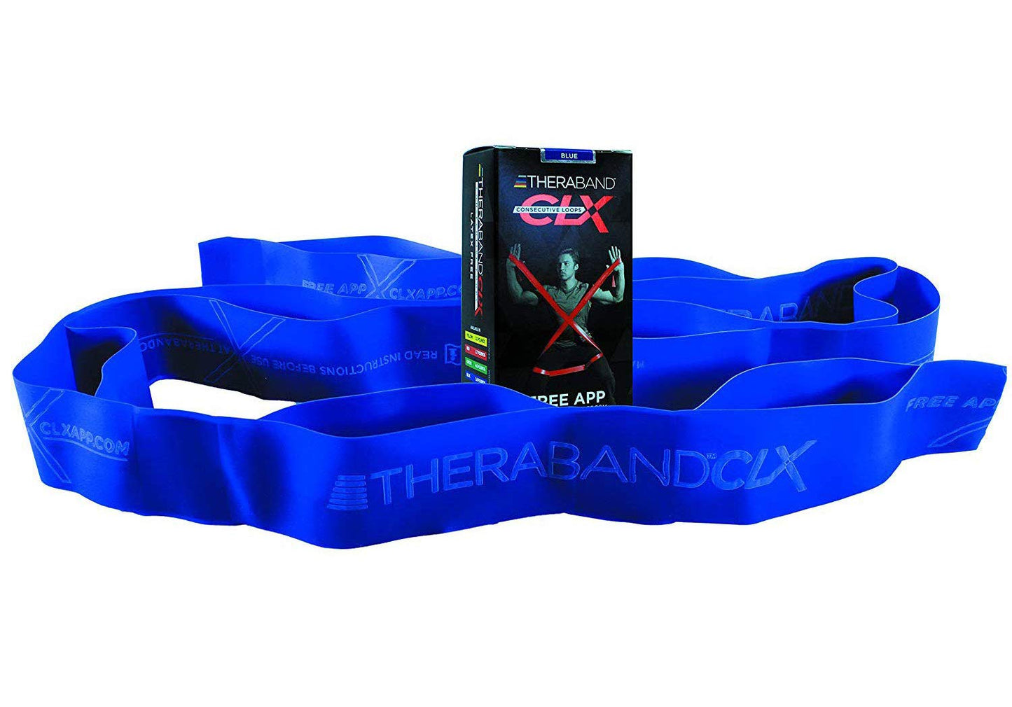 THERABAND CLX Resistance Band with Loops, Fitness Band for Home Exercise and Workouts, Portable Gym Equipment, Best Gift for Athletes, Individual 5 Foot Band, Blue, Extra Heavy, Intermediate Level 2