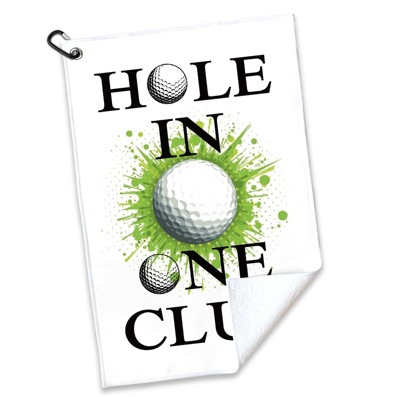 rofiowa Hole in One Club Polyester and Cotton Blend Printed Golf Towel, Funny Golf Accessories for Men Women, Golf Gift for Golf Fan Dad Mom, Golf Lover Father's Day Birthday Gift