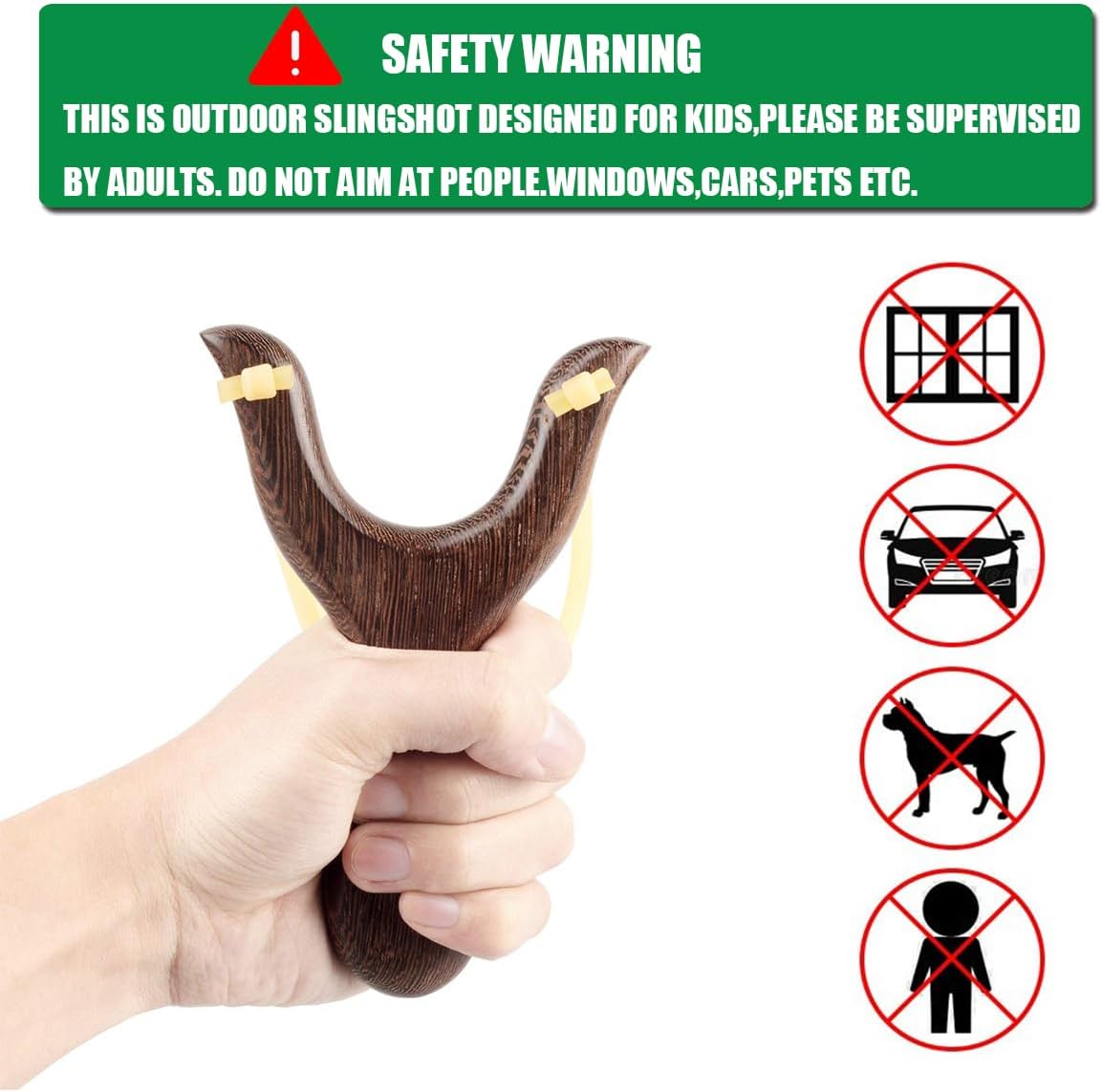 Solid Wooden Slingshot Set - Classic Outdoor Sling Shot for Hunting & Games | Red