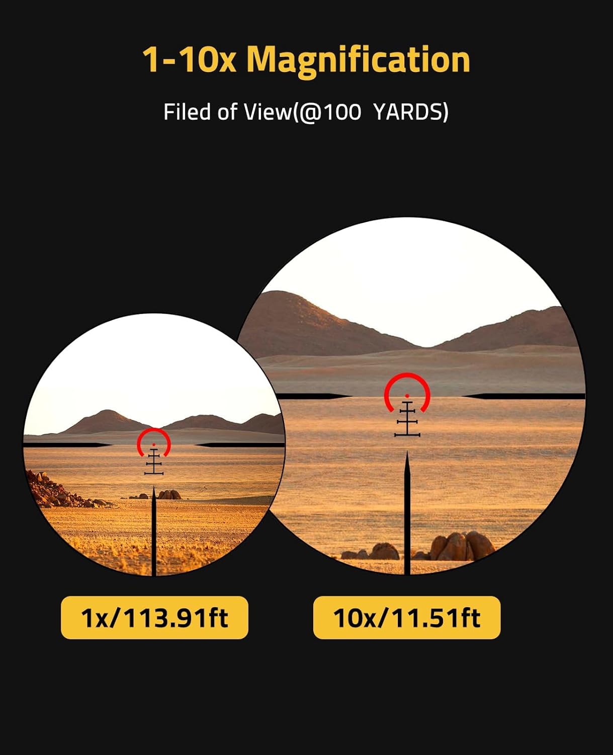 CVLIFE 1-10x24 LPVO Rifle Scope - Illuminated BDC Reticle, 30mm Mount, Generous Eye Relief