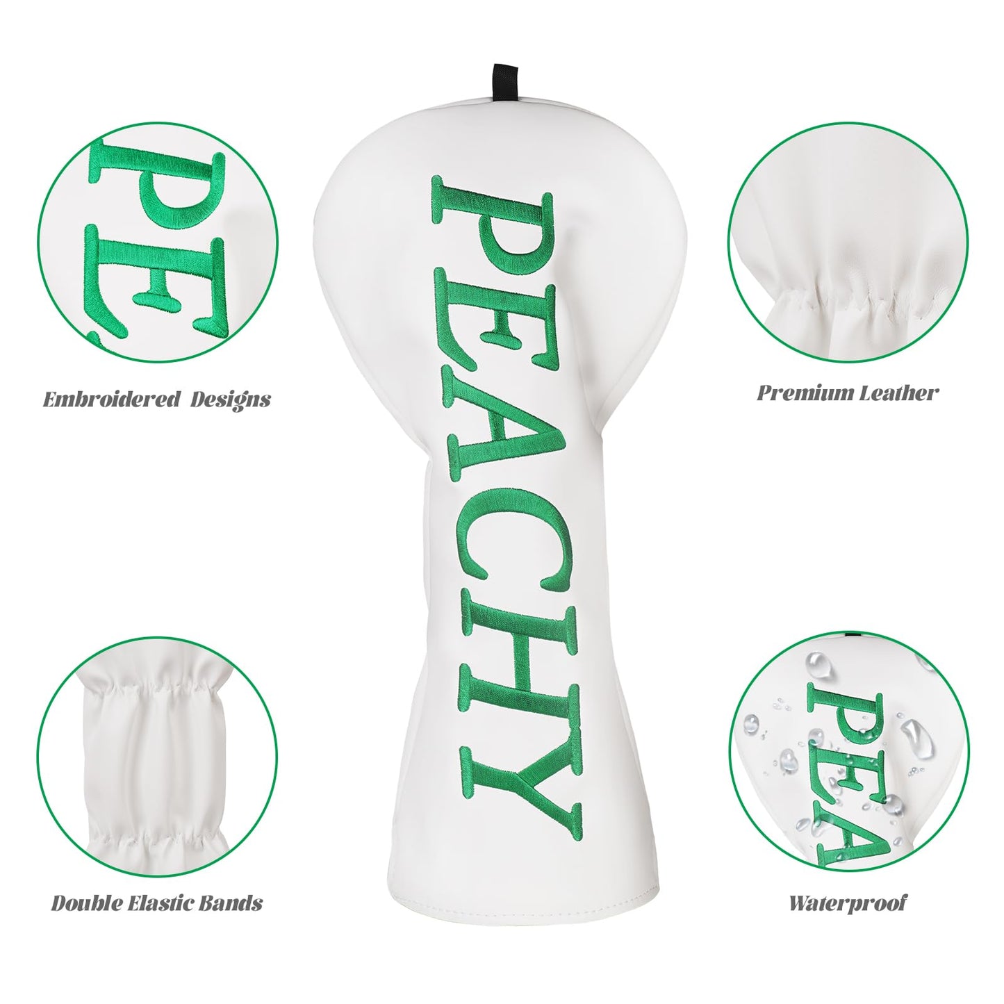 Tiki Totem Golf Club Covers Driver Head Covers for Golf Clubs, Big Teeth Hawaiian 460cc Wood Golf Head Covers, Driver Headcover Funny (Green Peachy)