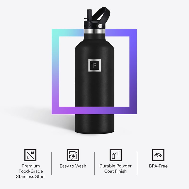 IRON °FLASK Camping & Hiking Hydration Flask with Straw, BPA-Free Insulated Stainless Steel Sports Water Bottle - 24 oz Sage