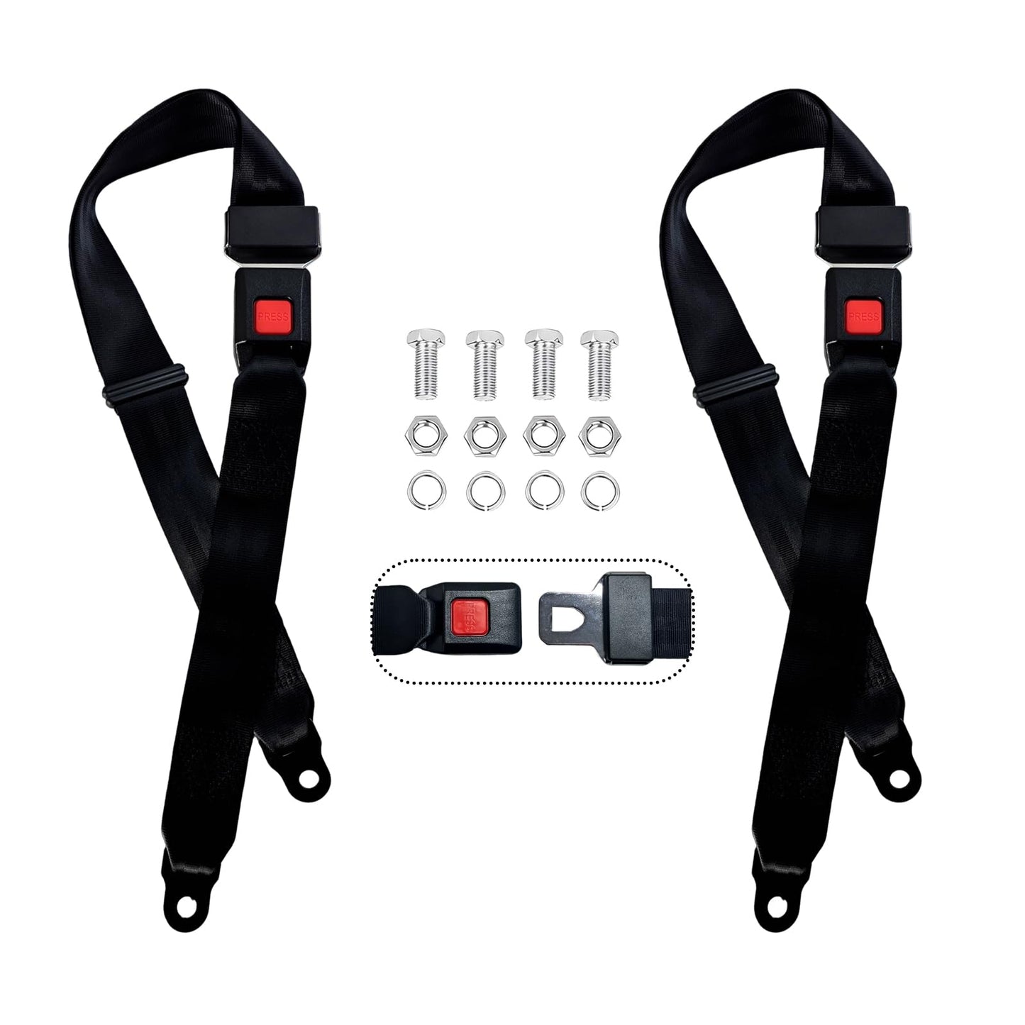 UBasic 2 Pack Golf Cart Seat Lap Strap Belts Kit Universal Golf Cart Belt Kit