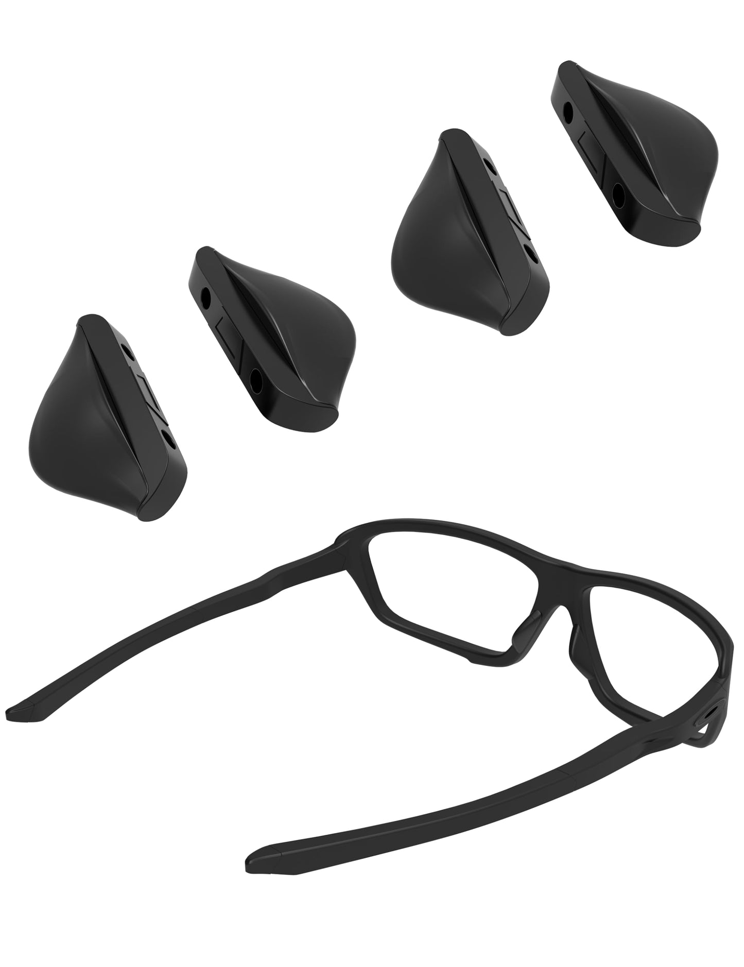 SAUCER Replacement Nose Pieces Pads for Oakley Double Edge OO9380 Sunglasses - Black Hard Base Asian Fit