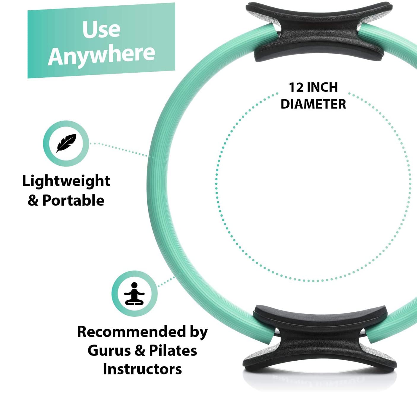 URBNFit Pilates Ring - 12" Magic Circle w/Dual Grip, Foam Pads for Inner Thigh Workout, Toning, Fitness & Pelvic Floor Exercise - Yoga Rings w/Bonus Exercise Guide