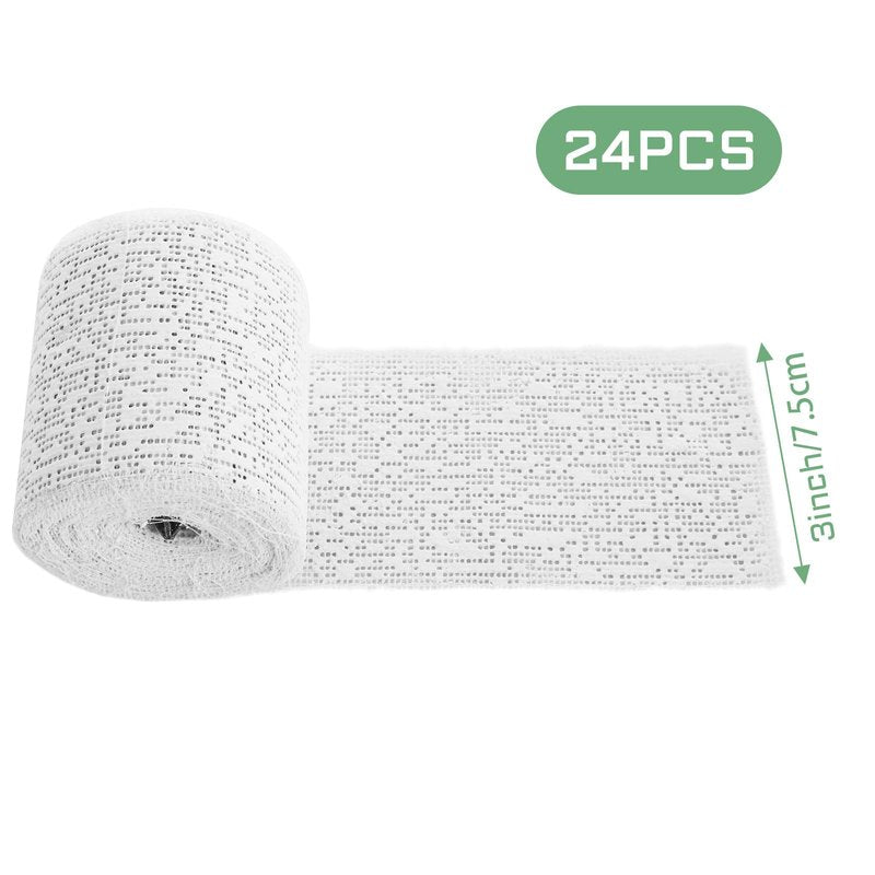 ZUQIAN 24 Pack 3”x 180” Plaster Cloth Rolls Bulk (Each Roll), Plaster Gauze Bandage for Craft, Gauze Bandage Roll for Modeling, Masks, Scenery, Belly Cast (3In x 15Ft/ 5Yd)