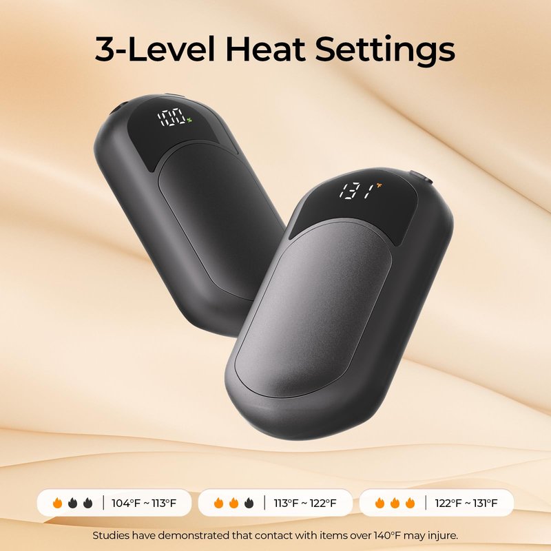 Hotdot Rechargeable Hand Warmers Box, LED Display Real-Time Battery and Temperature, 4 Pack Portable Electric Hand Warmer, Men Women Gifts for Christmas, Hunting, Camping