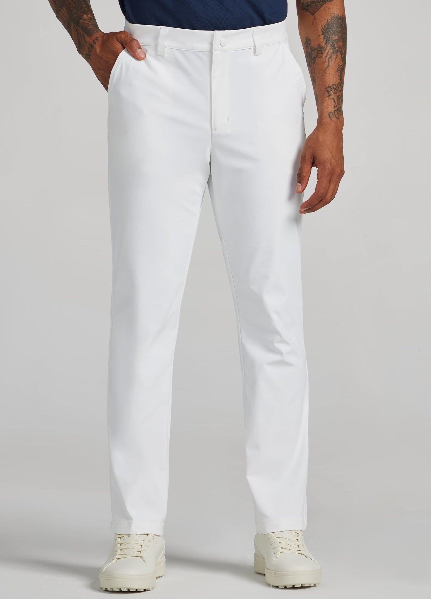 Willit Mens Golf Pants Stretch Comfy Work Dress Pants 28''/30''/32''/34'' Lightweight Casual Pants Slacks with Pockets White 30W x 30L