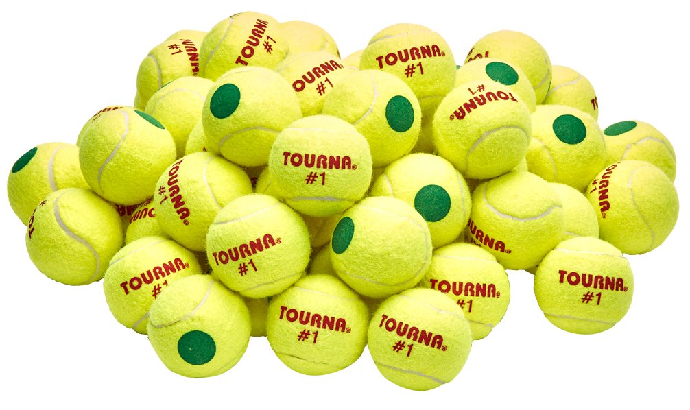 Tourna Green Dot Low Compression Tennis Balls, 60 pack