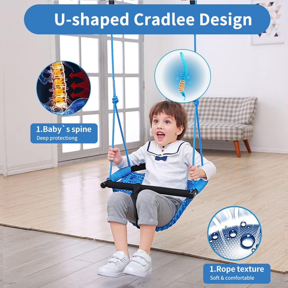 Toddler Swing - 2-in-1 Adjustable Seat with Heavy-Duty Ropes | Indoor/Outdoor Use (Blue)