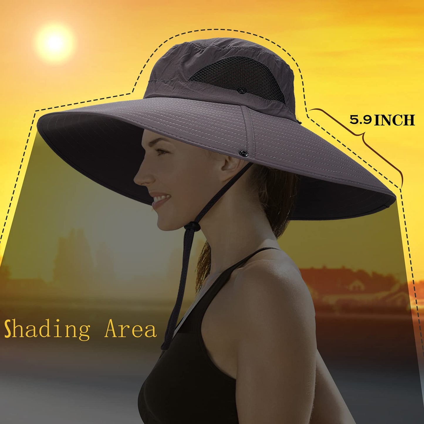 Leotruny Women Super Wide Brim Sun Hat UPF50+ Waterproof Bucket Hat for Fishing, Hiking, Camping (C05-army Green)