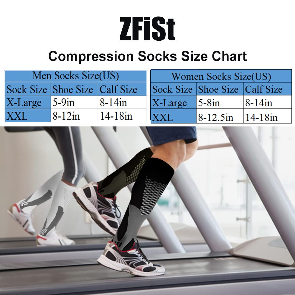 ZFiSt 3 Pair Sport Compression Socks Men Women, Compression Stocking Nurse Socks for Edema Travel