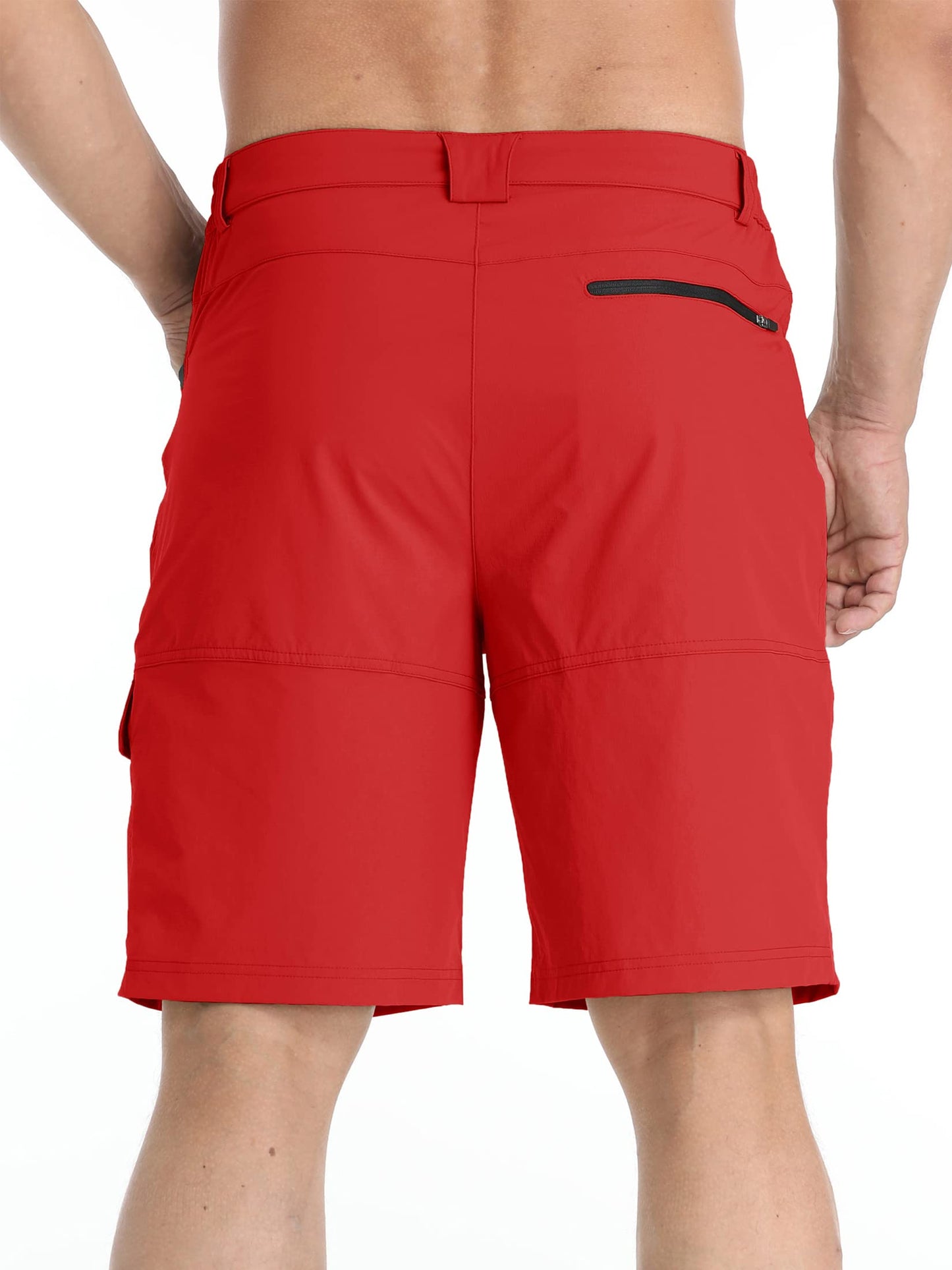 TACVASEN Mens Cargo Shorts Casual Dress Hiking Shorts Quick Dry Outdoor Waterproof Lightweight Tactical Work Fishing Travel Summer Red 32