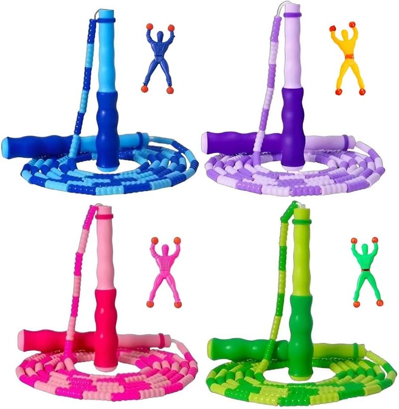 Jump Rope for Kids - Adjustable Tangle-Free Beaded Design | Perfect Christmas Gift for Ages 4-12 (Blue, Green, Purple, Red)