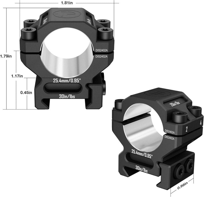 7075 Aluminum Scope Rings - High Precision Picatinny Mounts | Medium/High/Low Profile Options