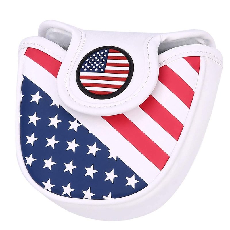 USA Putter Cover Mallet Putter Headcover with Magnetic Closure Golf Club Head Covers Mallet Putter Cover for Scotty Cameron Odyssey