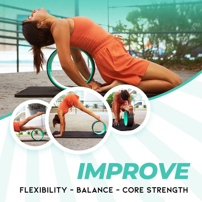 Yoga Back Roller - Yoga Wheel for Stretching and Back Pain Relief - Back Stretcher - Foam Roller - Best Balance Accessory for Stretching - Thick Padding for Comfort - Improve Flexibility (Gray)