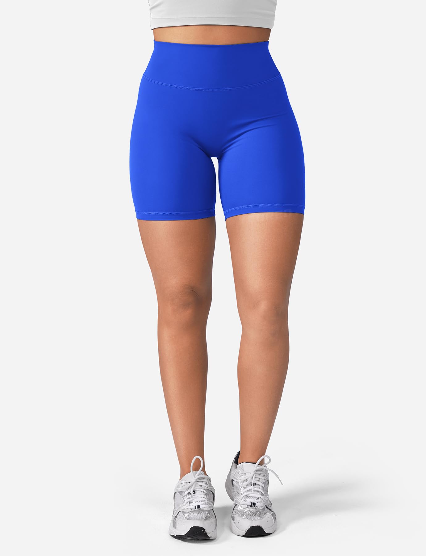 YEOREO SoftHue Women's Biker Shorts Workout Hidden Scrunch Gym Shorts Blue