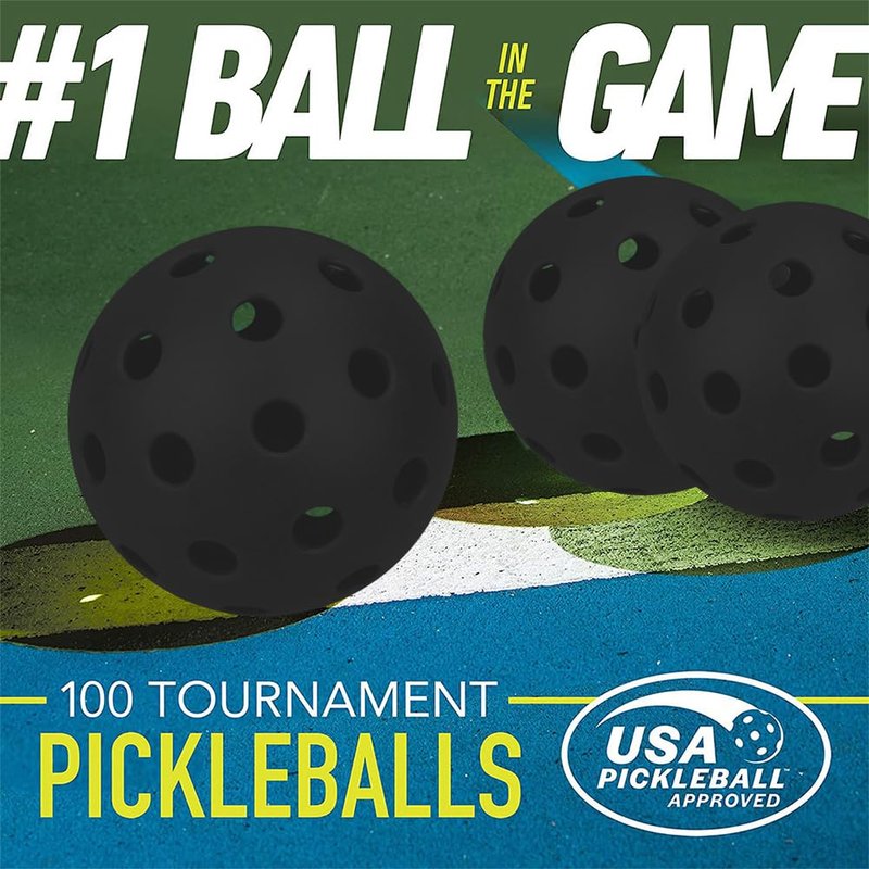 Spunspon 12-Pack Sports Outdoor Pickleballs - 40 USA Pickleball Balls (USAPA Approved) - Official US Open Balls, Black