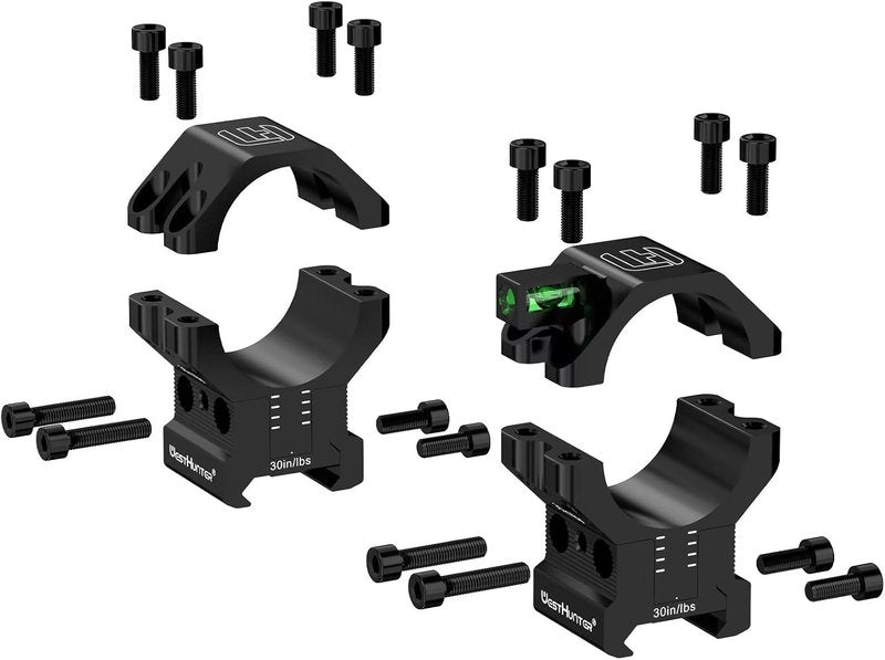 Precision Picatinny Scope Rings - 120 MOA Adjustable Height Mount for 1 Inch, 30mm, 34mm Tubes | Includes Bubble Level
